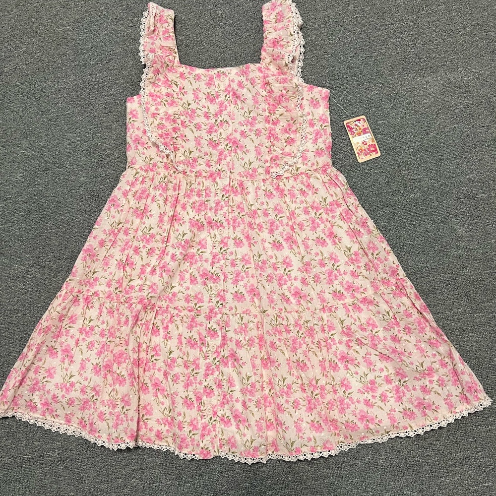 btween Pink Floral Lace Dress